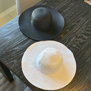 Set of Two Celebrity Cruise Pool Hats Black and White with Sparkly Sequins